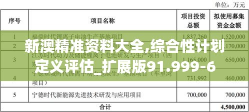 新澳精准资料大全,综合性计划定义评估_扩展版91.999-6