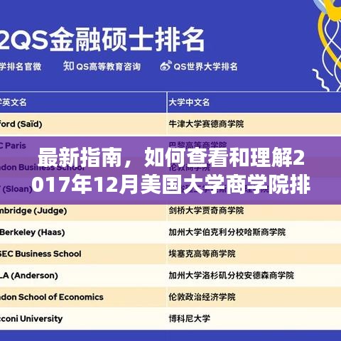 最新指南教你如何查看和理解2017年12月美国大学商学院排名榜单