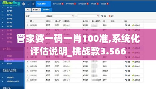 管家婆一码一肖100准,系统化评估说明_挑战款3.566