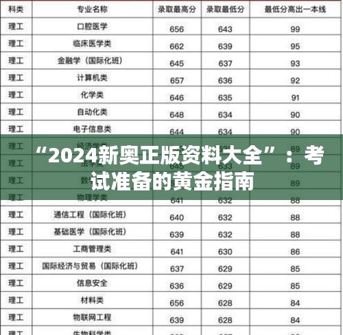 “2024新奥正版资料大全”:考试准备的黄金指南