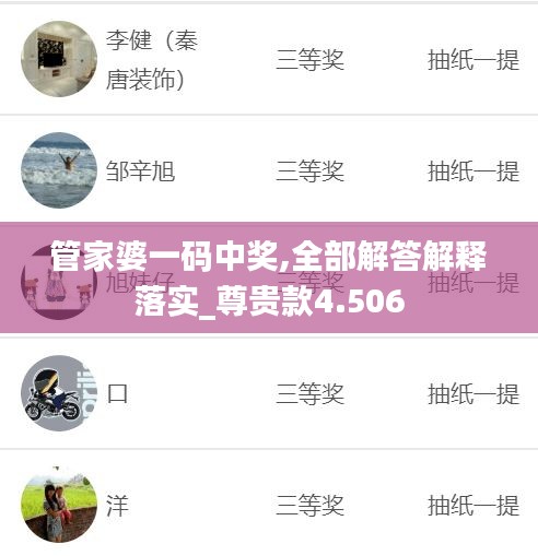 管家婆一码中奖,全部解答解释落实_尊贵款4.506