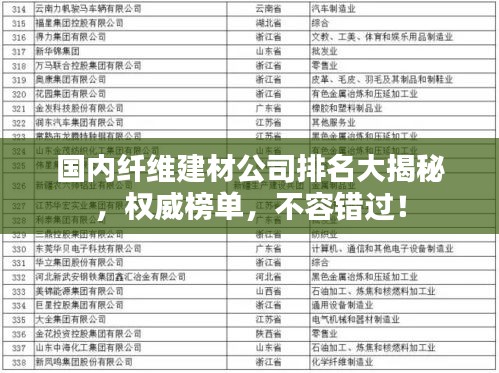国内纤维建材公司排名大揭秘,权威榜单,不容错过!