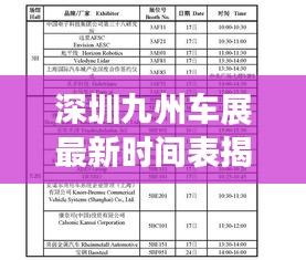 深圳九州车展最新时间表揭秘,日程解析与热门看点一网打尽