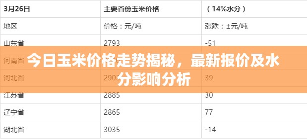 今日玉米价格走势揭秘,最新报价及水分影响分析