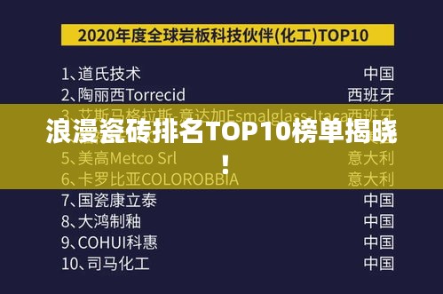 浪漫瓷砖排名TOP10榜单揭晓！