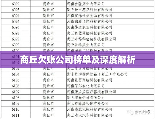 商丘欠账公司榜单及深度解析