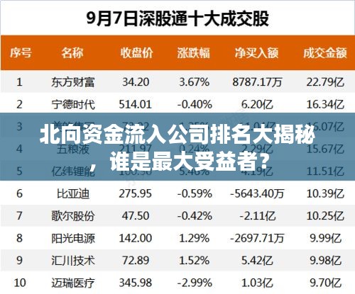 北向资金流入公司排名大揭秘,谁是最大受益者?