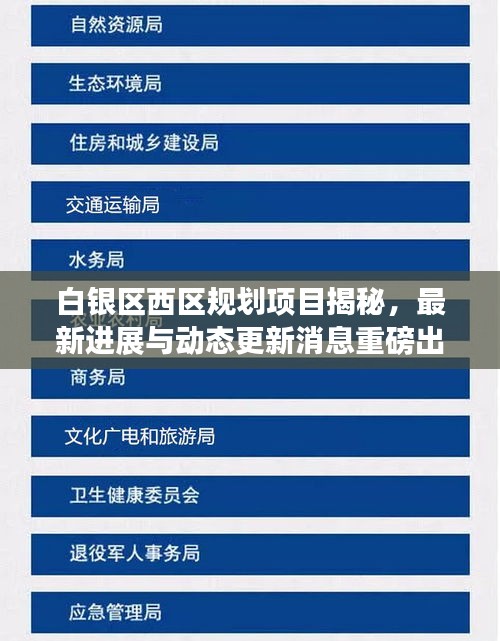 白银区西区规划项目揭秘,最新进展与动态更新消息重磅出炉!