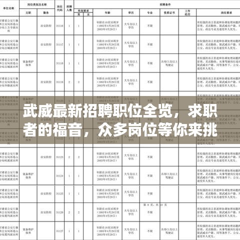 武威最新招聘职位全览,求职者的福音,众多岗位等你来挑!