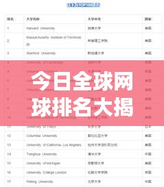 今日全球网球排名大揭秘,最新排名榜单出炉!