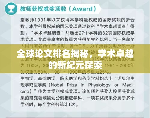全球论文排名揭秘,学术卓越的新纪元探索