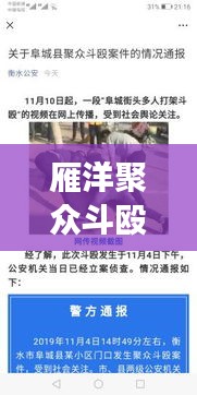 雁洋聚众斗殴视频曝光,深度解析事件警示社会