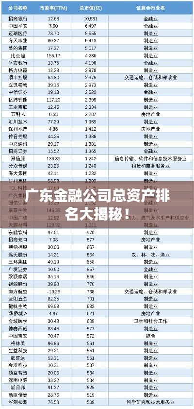 广东金融公司总资产排名大揭秘!