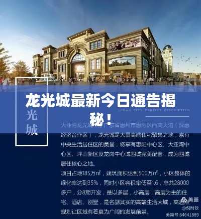 龙光城最新今日通告揭秘！