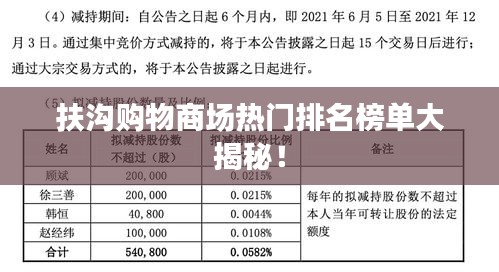 扶沟购物商场热门排名榜单大揭秘！