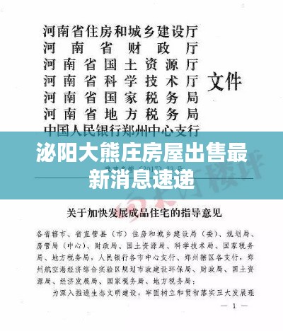泌阳大熊庄房屋出售最新消息速递