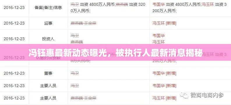 冯钰惠最新动态曝光,被执行人最新消息揭秘