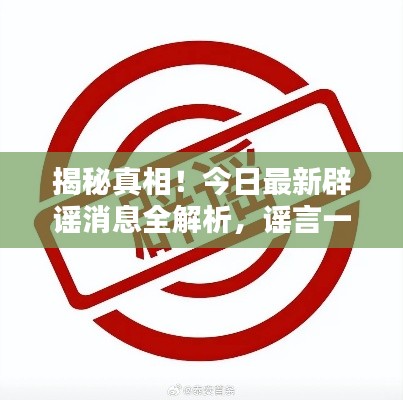 揭秘真相!今日最新辟谣消息全解析,谣言一网打尽!