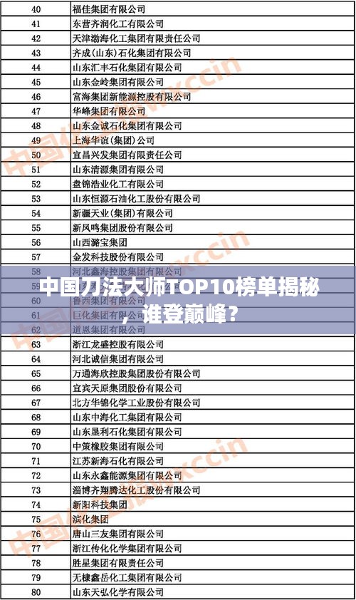 中国刀法大师TOP10榜单揭秘,谁登巅峰?
