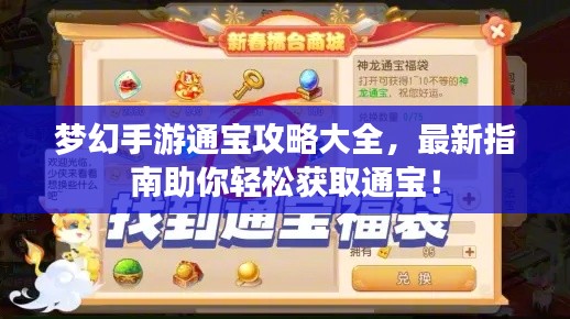 梦幻手游通宝攻略大全,最新指南助你轻松获取通宝!