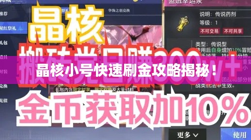 晶核小号快速刷金攻略揭秘!