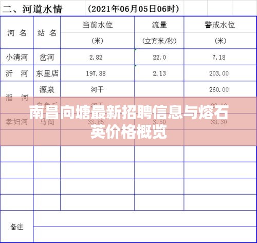 南昌向塘最新招聘信息与熔石英价格概览