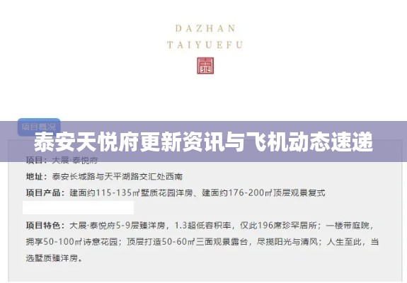 泰安天悦府更新资讯与飞机动态速递