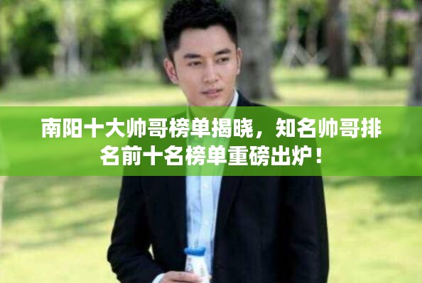 南阳十大帅哥榜单揭晓,知名帅哥排名前十名榜单重磅出炉!