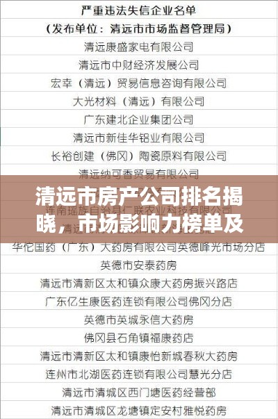 清远市房产公司排名揭晓，市场影响力榜单及企业排名解析