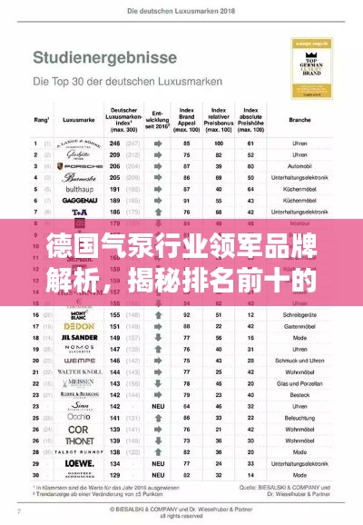 德国气泵行业领军品牌解析,揭秘排名前十的品牌实力!