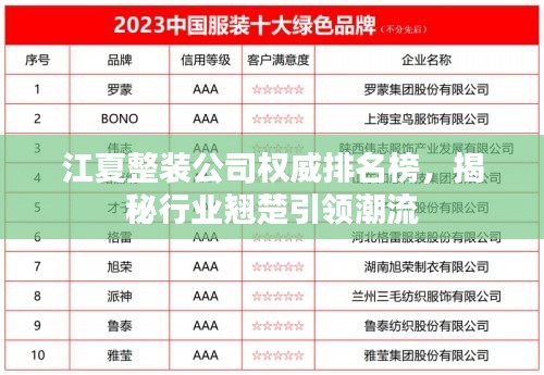 江夏整装公司权威排名榜,揭秘行业翘楚引领潮流