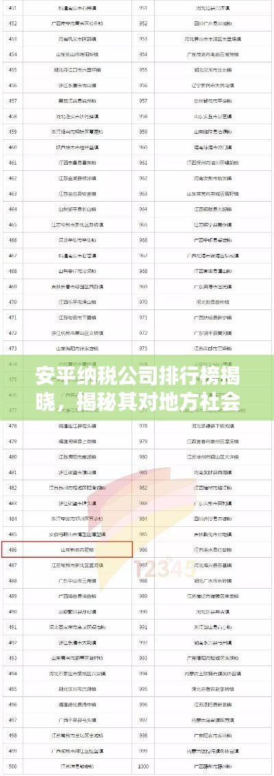 安平纳税公司排行榜揭晓,揭秘其对地方社会经济的重要贡献!
