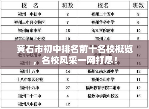 黄石市初中排名前十名校概览,名校风采一网打尽!