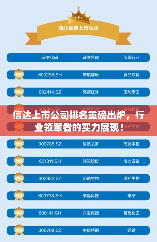 信达上市公司排名重磅出炉,行业领军者的实力展现!
