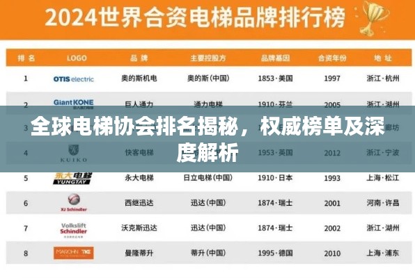 全球电梯协会排名揭秘,权威榜单及深度解析