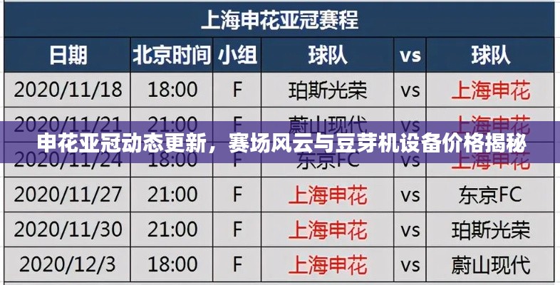 申花亚冠动态更新,赛场风云与豆芽机设备价格揭秘