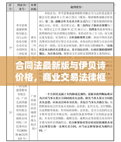 合同法最新版与伊贝诗价格,商业交易法律框架深度解读及市场洞察
