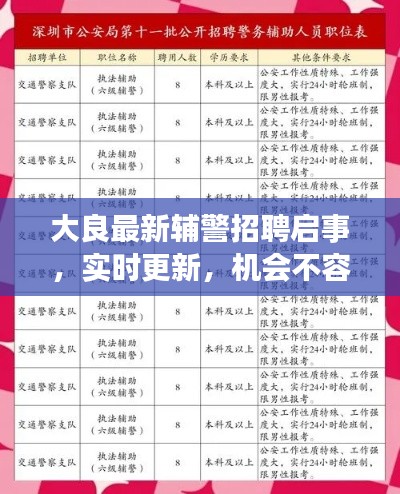 大良最新辅警招聘启事,实时更新,机会不容错过!