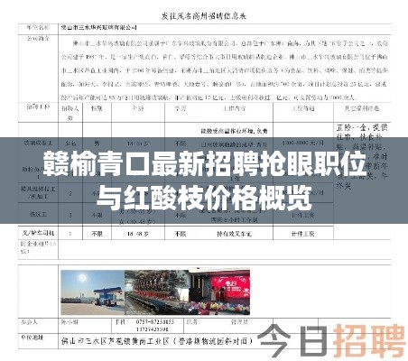 赣榆青口最新招聘抢眼职位与红酸枝价格概览