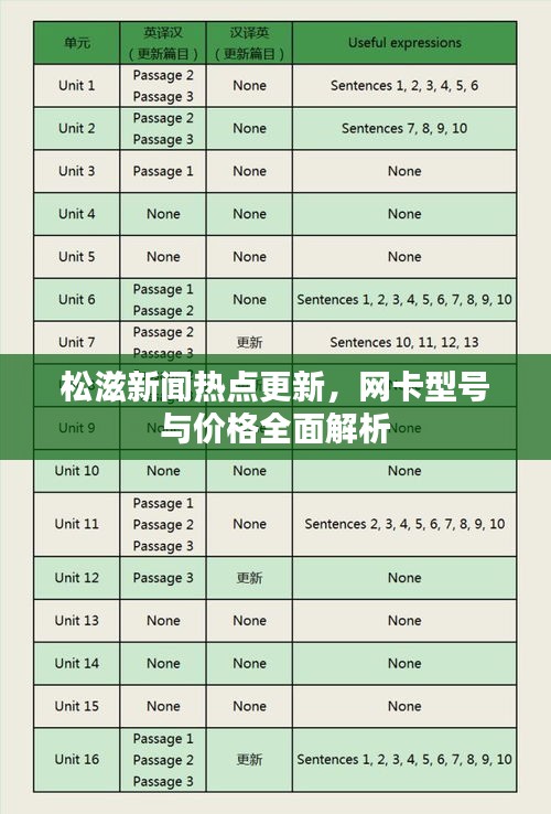 松滋新闻热点更新,网卡型号与价格全面解析