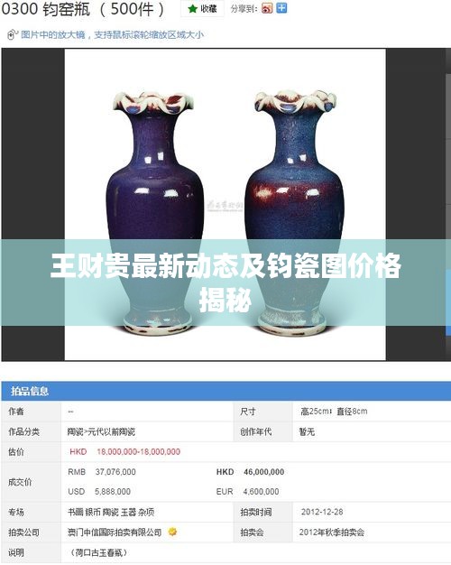 王财贵最新动态及钧瓷图价格揭秘