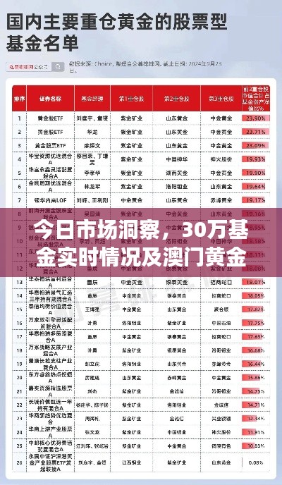 今日市场洞察,30万基金实时情况及澳门黄金价格一览无余!