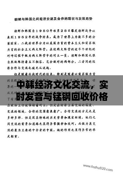 中韩经济文化交流,实时发音与锰钢回收价格的深度探究
