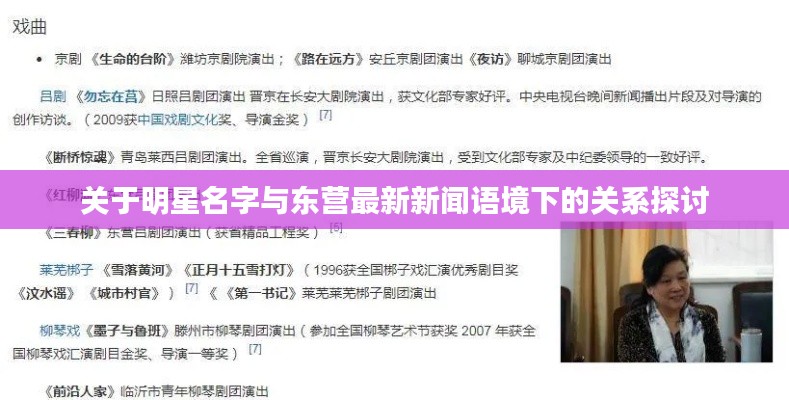 关于明星名字与东营最新新闻语境下的关系探讨