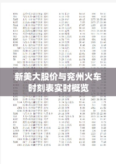 新美大股价与兖州火车时刻表实时概览