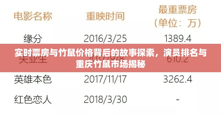 实时票房与竹鼠价格背后的故事探索，演员排名与重庆竹鼠市场揭秘