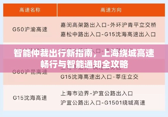 智能仲裁出行新指南,上海绕城高速畅行与智能通知全攻略