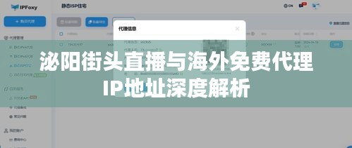 泌阳街头直播与海外免费代理IP地址深度解析