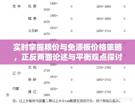 实时掌握粮价与免漆板价格策略,正反两面论述与平衡观点探讨