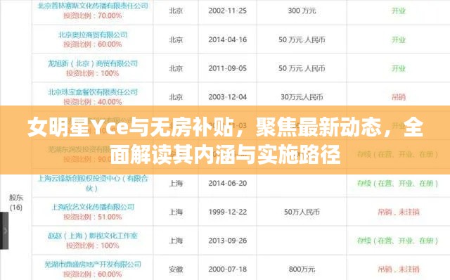 女明星Yce与无房补贴，聚焦最新动态，全面解读其内涵与实施路径